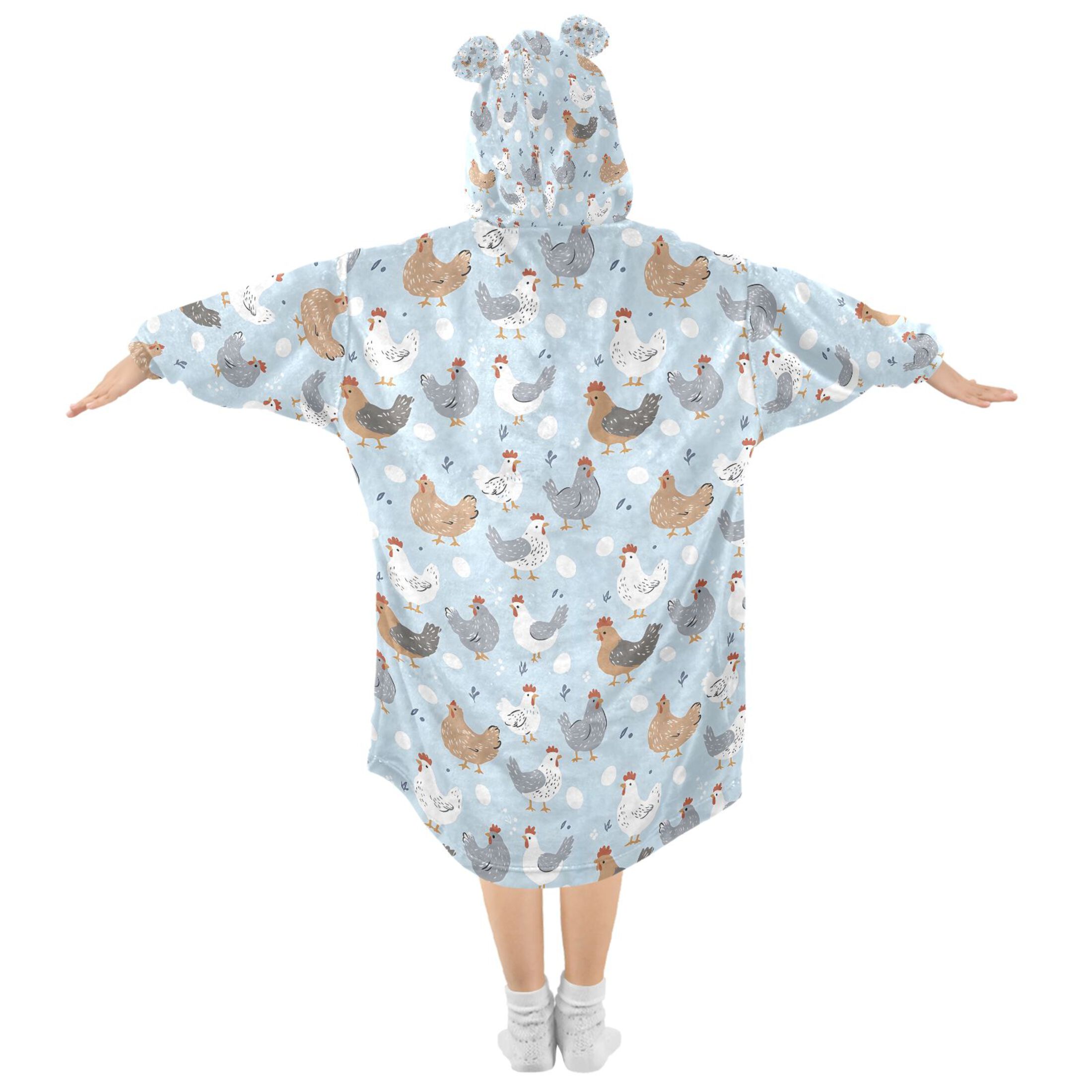 joogoo Blanket Hoodie for Cute Chickens Eggs Oversize Sweatshirt 3-14 YR L