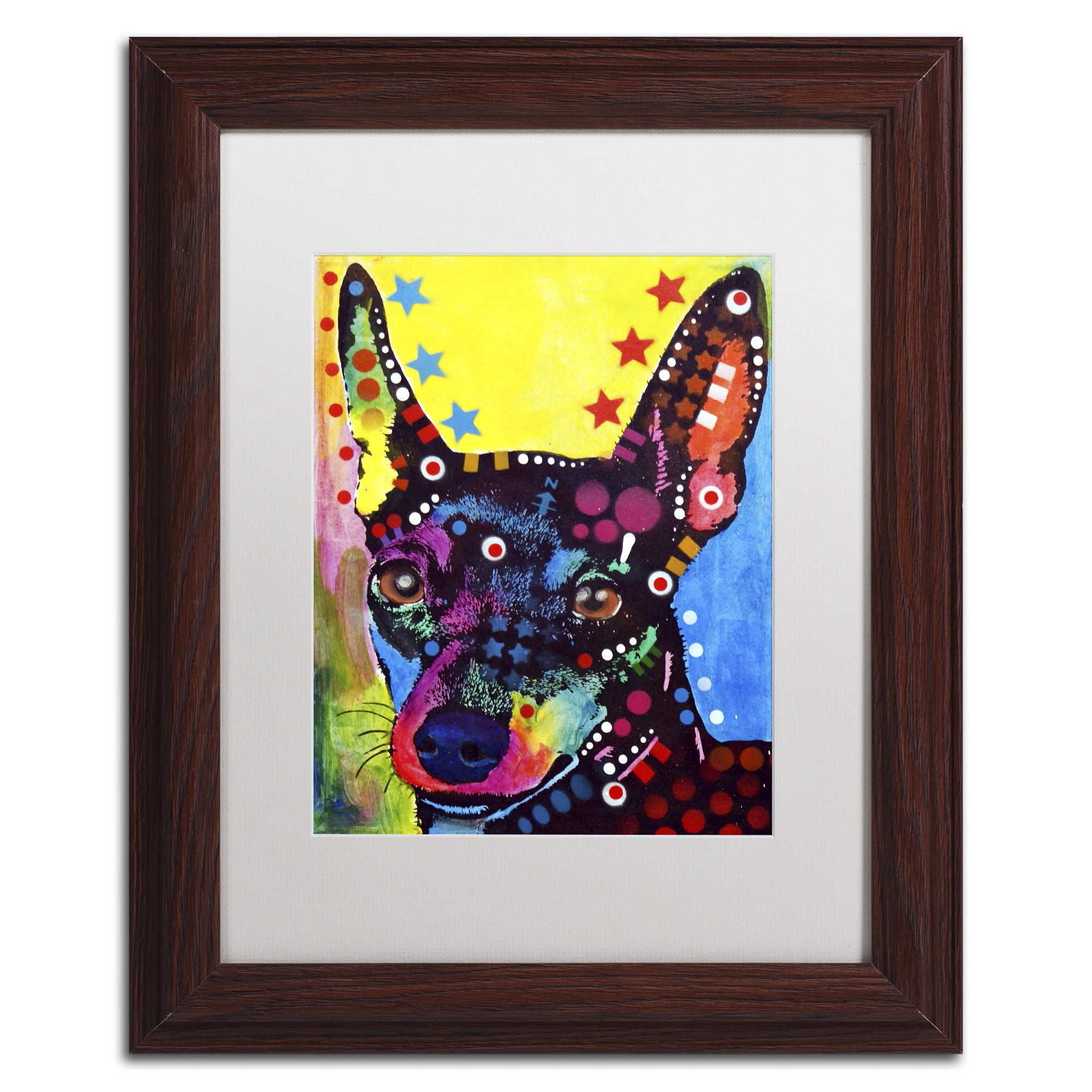 Trademark Fine Art "Miniature Pinscher" Canvas Art by Dean Russo, White Matte, Wood Frame