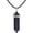 Blue Goldstone, variant on Synthetic Goldstone Hexagonal Pointed Reiki Chakra Pendant Genuine Leather Necklace 18 Inch