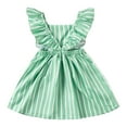 thumbnail image 2 of AUNVITO Toddler Girls Sweet Bow Striped Puff Sleeve Spaghetti Strap Summer Dress, 2 of 8
