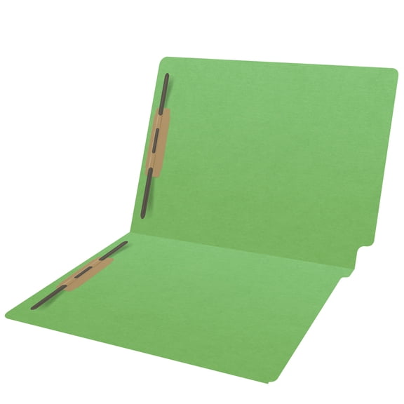20 pt Super Heavy Duty Color Folders, Full Cut End Tab, Letter Size, 2 Fasteners in Pos #1 & #3, Green (Box of 40)