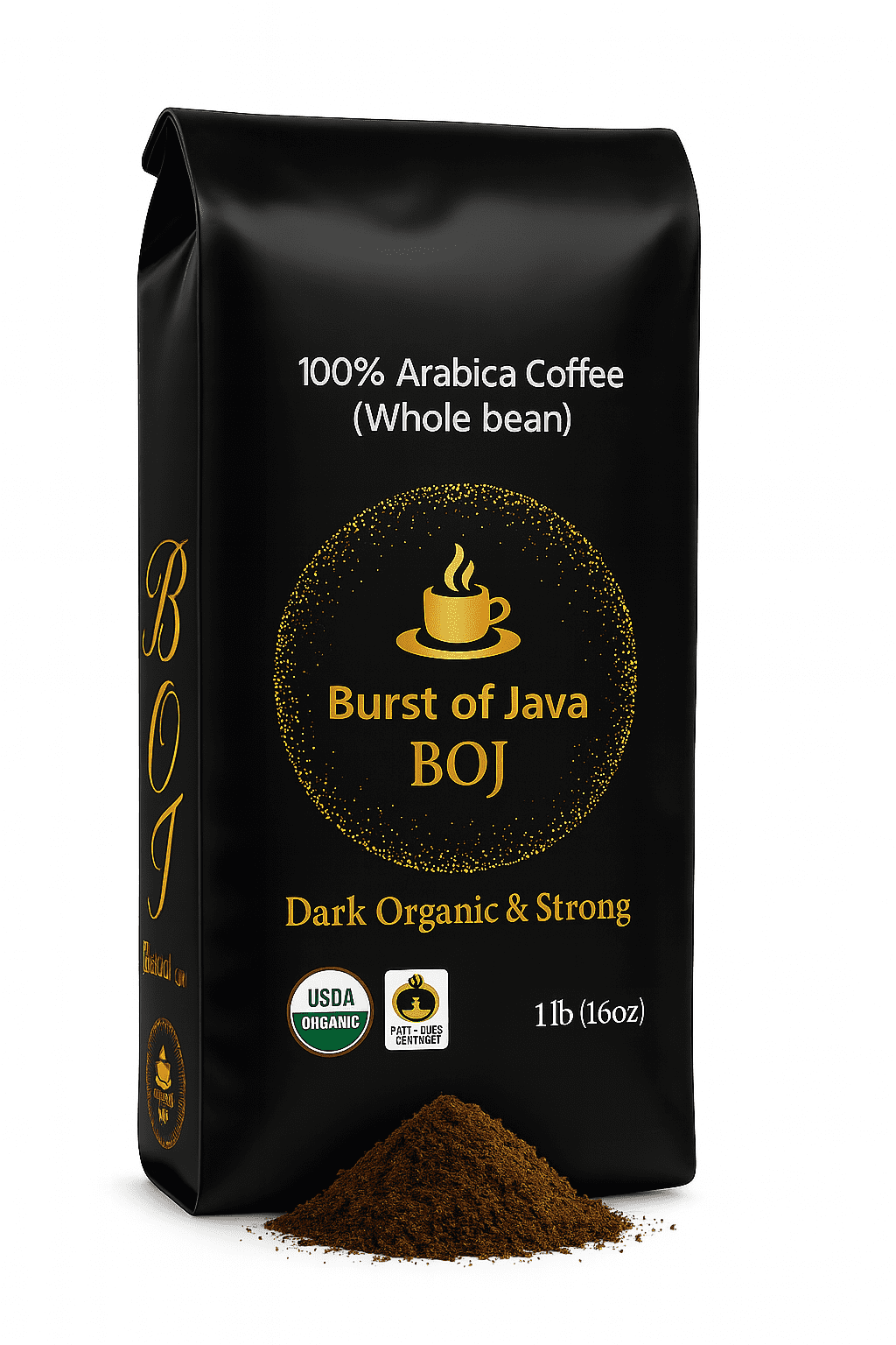Organic Dark Roast Whole Bean Coffee | USDA Certified Fair Trade 100% Arabica | Bold Rich Strong Small Batch | Burst of Java 1 lb