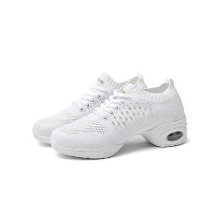 

Harsuny Womens Jazz Dancing Shoes Breathable Air Cushion Athletic Walking Dance Sneakers White 5.5