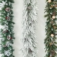 thumbnail image 3 of HHVB Artificial Snowy Cedar Garland 6.5 Ft with Pine Cones and Red Berries Christmas Greenery Garland Christmas Wedding Winter Holiday Party Table Runner Mantle Seasonal Centerpiece Decoration, 3 of 5