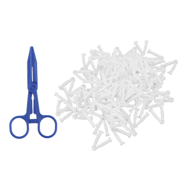 Pinza desechable para cordón umbilical de cerdo, 100 piezas Pinza para cordón umbilical de cerdo Pinza para cordón umbilical para producción ganadera Pinza par