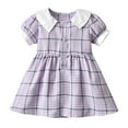 thumbnail image 2 of The Big Save of The Day kttectoa Button-Up Cute Dresses Formal Vestido Sundress Dresses Doll-Collar Plaid Graphic Short Sleeve Dress for Girls Loose Flowy Dresses for Shopping 1-8Y, 2 of 3