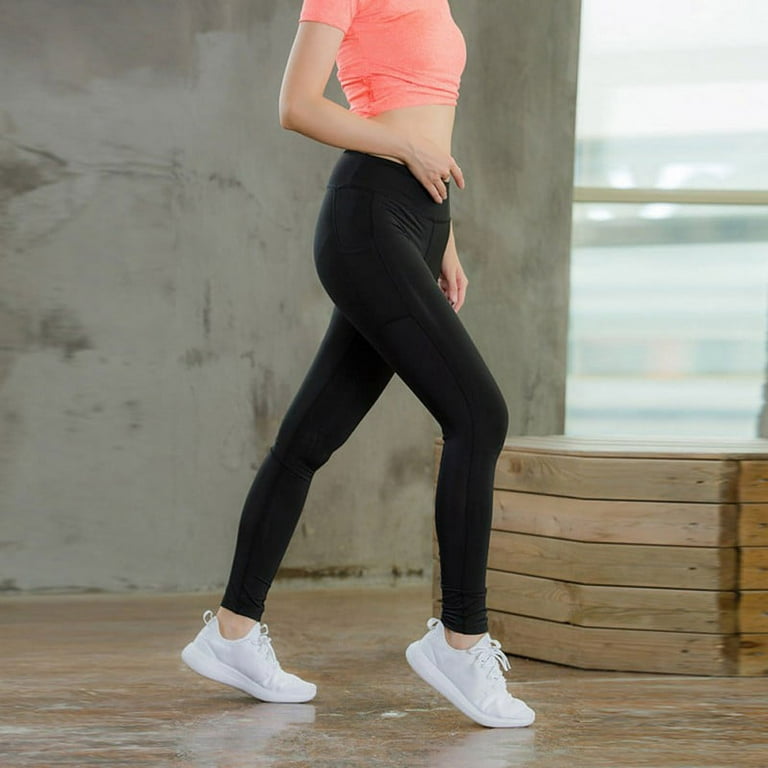Teen Girls High Waist Leggings Workout Pants,Yoga Capri Pants with  Pockets,Tummy Control Workout Running Pants 4 Way Stretch Yoga Leggings  Side Decor Activewear 