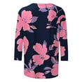 thumbnail image 5 of Womens Tops Plus Size Floral 3/4 Sleeve T-Shirt Dressy Casual Tunic Crewneck Basic Tee Shirt Blouse, 5 of 5