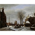 thumbnail image 2 of George Pieter Westenberg 24x19 Black Ornate Framed Double Matted Museum Art Print Titled: Slijpsteenmarkt (Whetstone Market) in Amsterdam with the Building "Het Zebecht" in Winter, 2 of 5