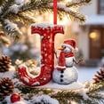 thumbnail image 3 of 26 Initial Letter Christmas Snowman Ornaments, Red Personalized Initial Christmas Ornaments, Letter J, 3 of 5