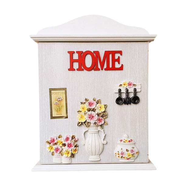 Armario para llaves de pared con 6 ganchos decorativos para llaves C