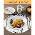 thumbnail image 3 of 13 Inch Round Placemats Set of 4, Black Spring Botanical Non Slip Heat Insulation PP Table Mats, Weeping Eucalyptus Butterfly Washable Place Mats for Kitchen Dining Party Table Decor, 3 of 7