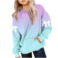 thumbnail image 2 of fnnxnal Soft Stretchy White Gradient Girls Hoodie - Bowknot Accent, Kangaroo Pocket, Oversized Loose Fit Hooded Top for Kids & Teens (Sizes 110-160),Size 11-12T, 2 of 5