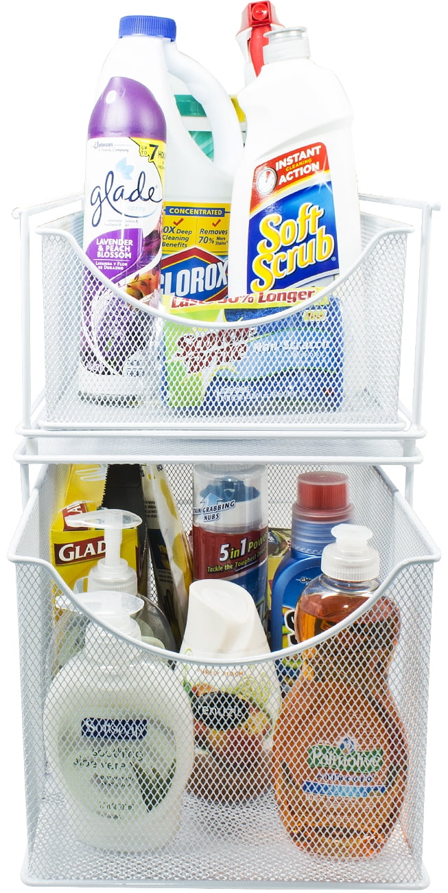 Sorbus 2-Tier Mesh Drawer Organizer with Pull Out Drawers, White