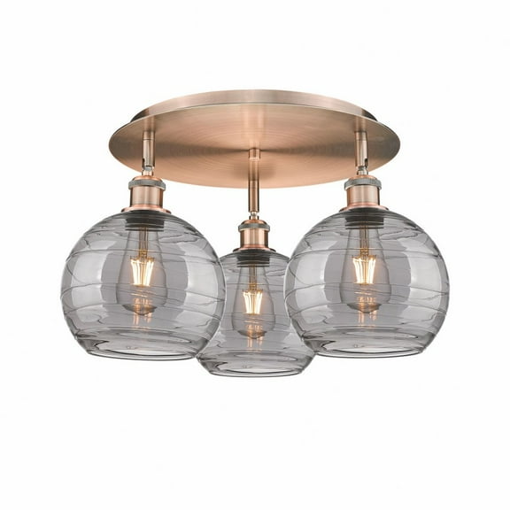 Innovations Lighting - Athens Deco Swirl - 3 Light Flush Mount In Industrial