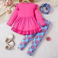 thumbnail image 3 of Tiijoy Toddler Girls Fall Outfits Ruffle Long Sleeve Top Pants Headband Set, Sizes 4-5, 3 of 8
