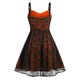 thumbnail image 1 of Mini vestido con cremallera y camisola sin mangas con retazos de malla de encaje de Halloween para mujer de talla grande Fridja  hj2576, 1 of 5