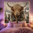 thumbnail image 2 of Highland Cow with Evergreen Wreath in a Snowy Farm, Cozy Rustic for Animal Lovers, Winter Wall Art, Christmas Gift, Tapestry Wall Hanging for Living Room and Den, 2 of 7