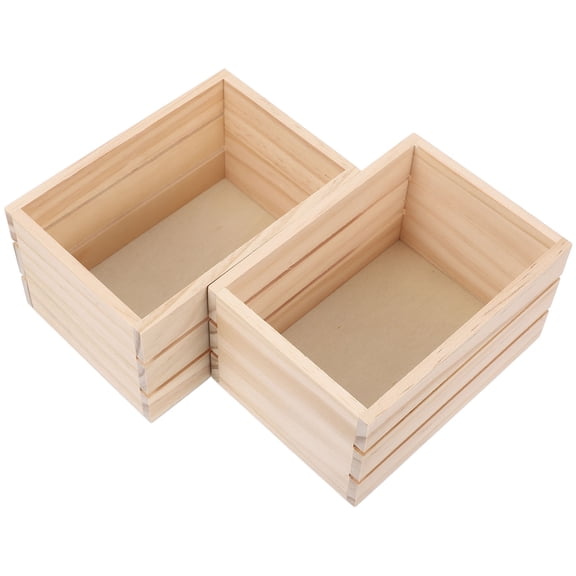 ELAYARD 2pcs Unfinished Wooden Crates 5-inch Pine Decorative Storage Box