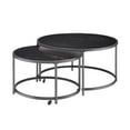 thumbnail image 1 of Rayne Black Faux Marble Glass and Chrome Nesting Cocktail Table Set, 1 of 5