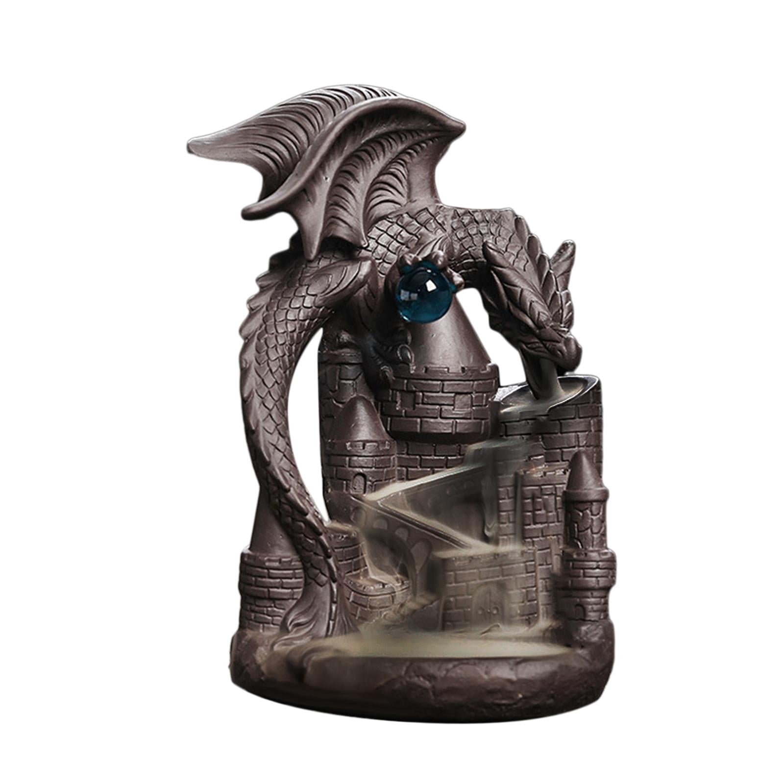 WLPZXP Backflow Incense Burner Castle Dragon Ornament Creative Craft Incense Holder for Purple