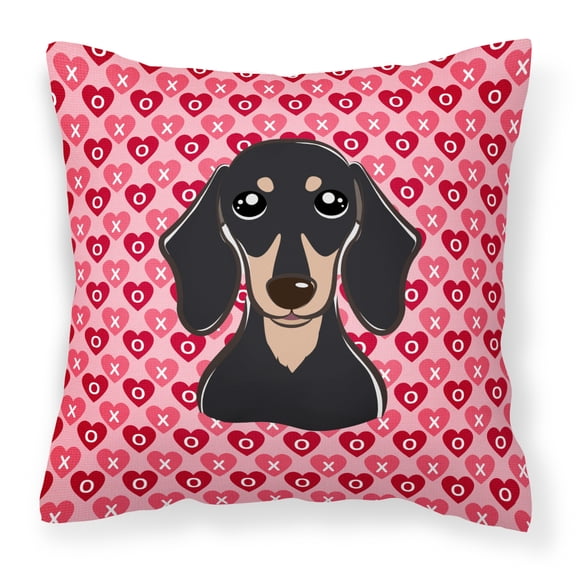 Carolines Treasures BB5285PW1414 Smooth Black and Tan Dachshund Fabric Decorative Pillow, 14Hx14W, multicolor