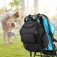 thumbnail image 2 of Mancro Mochila para pañales, multifuncional para papá con 2 bolsillos laterales aislados, mochila de viaje resistente al agua para pañales de bebé para hombres y mujeres con correas para cochecito, co, 2 of 5