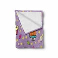 thumbnail image 2 of Birthday Soft Flannel Fleece Throw Blanket, Happy Children Tasty Cake Presents Bears Stars on Purple Colored Backdrop, Cozy Plush for Indoor and Outdoor Use, 50" x 60", Multicolor, by Ambesonne, 2 of 6
