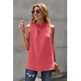 thumbnail image 3 of POGLIP Women's Red Ruffle Trim Neckline Tank Top, 3 of 6