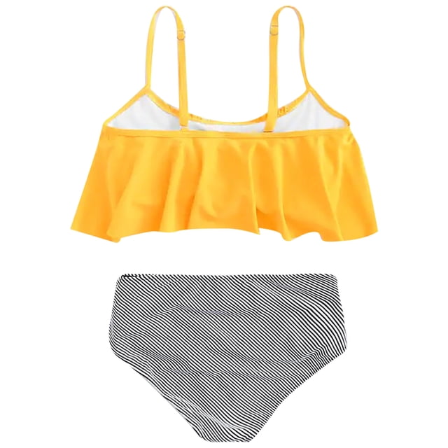 Mujeres que imprimen traje de baño pequeño de color sólido fresco Split Bikini Set traje de baño Fridja nalpqowj21889