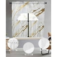 thumbnail image 3 of White Gold Modern Kitchen Curtains Swag Valance and Tier Curtains Set 24 Inch Length, Abstract Vintage Marble Geometric Rod Pocket Drape Panels Pair Swag Curtain for Bathroom/Cafe/Window, 3 of 6