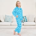 thumbnail image 6 of Fluffy Pajamas Set Fuzzy Winter Warm Pj Sets Pullover Tops and Long Pants Blue Water Texture Pattern Large, 6 of 8