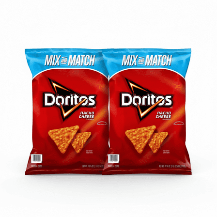 pack of 2 Crunchy doritos nacho Cheese Flavored Tortilla Chips, 18.38 oz each