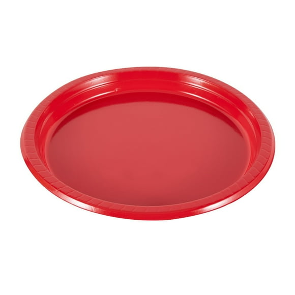 Zhuge 60Pcs 10in Plastic Dinner Plates, Disposable Plates Bulk Pack, Party Plates for BBQ, Picnic, Parties, Travel and Events, Microwavable Recyclable(Red)