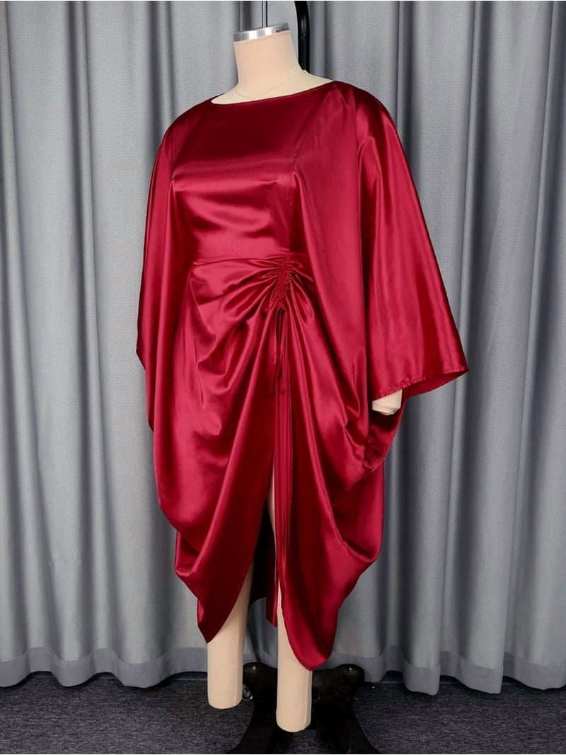 batwing dress red Kiara Batwing Metallic Dress
