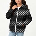 thumbnail image 5 of Xdegoge Tween Girls Polka Dot Zip Up Hoodie Long Sleeve Black Jacket with Pockets Casual Fall Winter Outerwear Sweatshirts, Size 9-10, 5 of 7