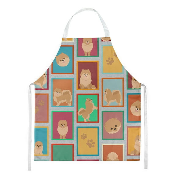 Lots of Orange Pomeranian Apron 27 in x 30 in