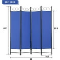thumbnail image 3 of PayLessHere 4 Panel Room Divider 6 ft Steel for Home Office Bedroom, Blue, 3 of 7