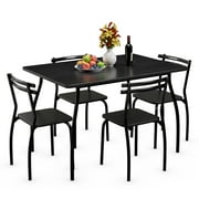 Costway 5 Pcs Dining Set Table 30'' And 4 Chairs Home Kitchen Room Breakfast Furniture Black