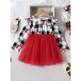thumbnail image 2 of Suealasg Kids Girls Christmas Dress Toddler Baby Girls Long Sleeve Crewneck Santa Print A-Line Tulle Princess Dress 6M 1T 2T 3T 4T Child Girls Santa Claus Costume, 2 of 8