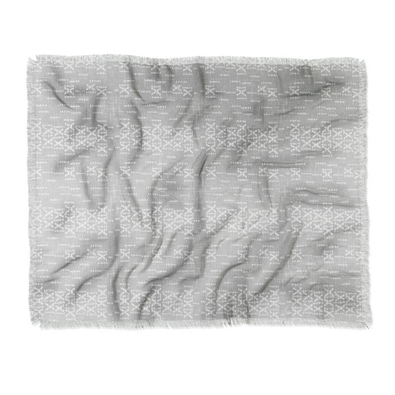 Society6 Holli Zollinger Aba Mudcloth Gris Woven Throw Blanket