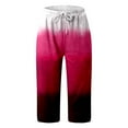 thumbnail image 5 of LEKDFST Dressy Capri Pants For Women Gradient Print Mid Waist Capri Pants With Drawstring Womens Lightweight Pants Pink XL, 5 of 5