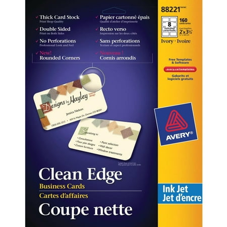 Avery�� Clean Edge 88221 Inkjet Business Card, Ivory