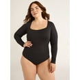 thumbnail image 3 of Joyspun Women's Seamless Slimming Square Neck Bodysuit with Long-Sleeves, 2-Pack, Sizes S-3XL, 3 of 10