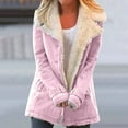 thumbnail image 2 of Winter Warm Fleece Lined Jackets For Women Plain Color Jacket With Pockets Button Coats Outerwear, 2 of 6