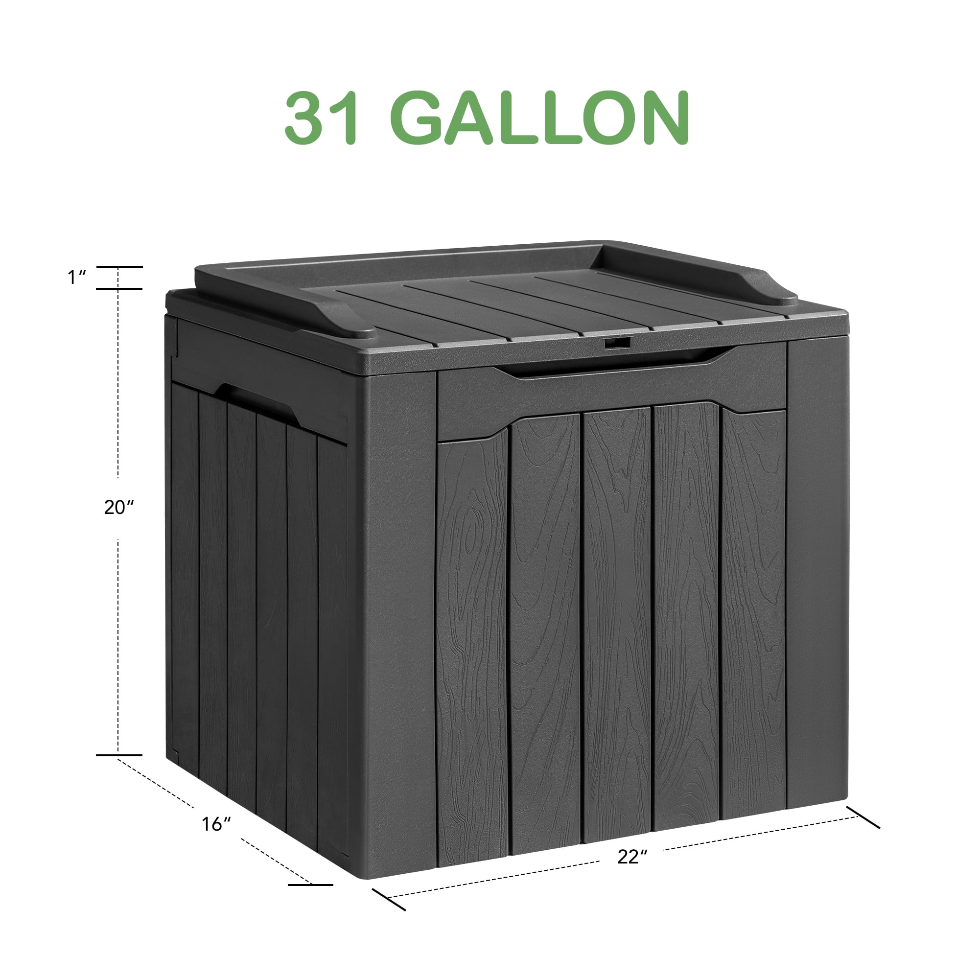 Homall 31 Gallon Outdoor Deck Box In Resin with Seat, Black