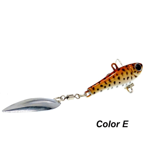 Spinner Tackle Vibration Spoon Metal Sequin Metal Fishing Bait Wobblers Crankbaits VIB Lure Treble Hook COLOR E