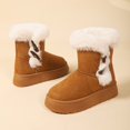 thumbnail image 4 of FRSASU Women's Snow Boots Anti-Slip Mid-calf Winter Boots Faux Fur Lined Winter Comfortable Suede Snow Boots Brown, 4 of 9
