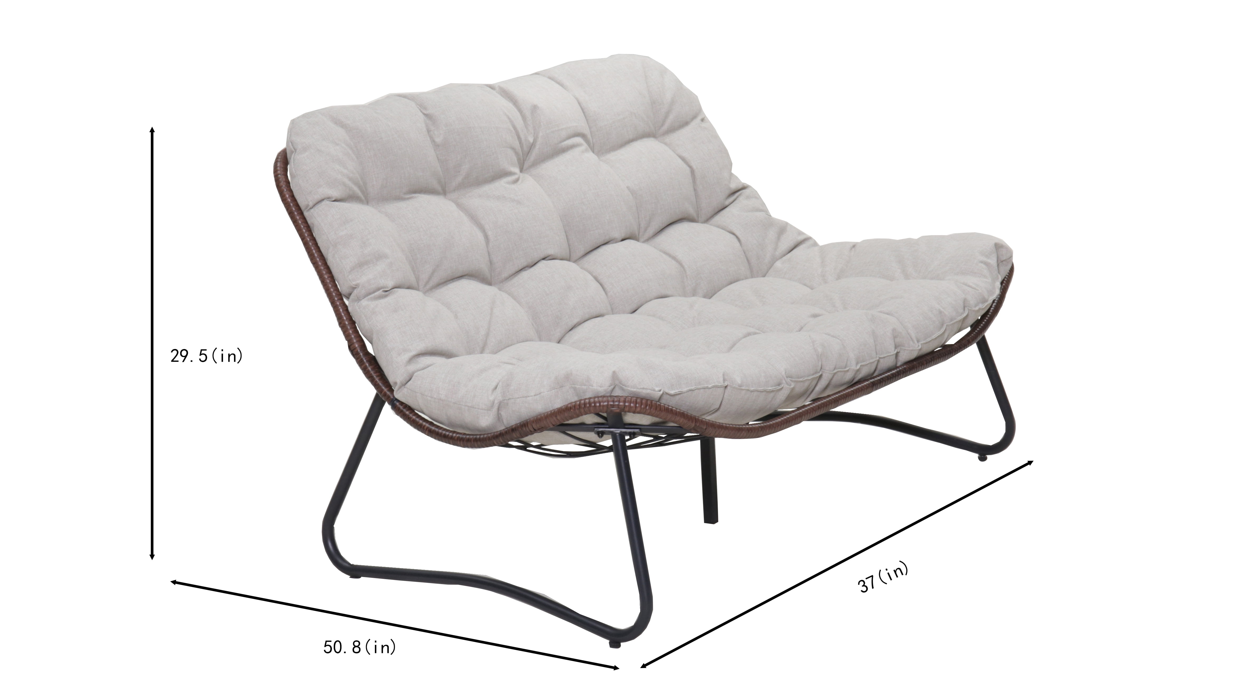 Outdoor Loveseat, Patio Wicker Loveseat, All-Weather Rattan Sofa with Thick Cushion, Rust-Proof Steel Frame, 50.8-Inch Width, Minimal Assembly for Garden Balcony Backyard Patio, Brown