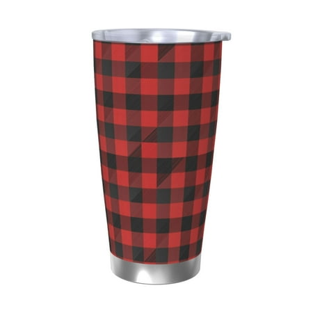 

Goofa Red Black Plaid for 20 oz Skinny Tumbler Stainless Steel Coffee Mug Slim Vacuum Insulated Travel Cup Car Cup-Without Straw